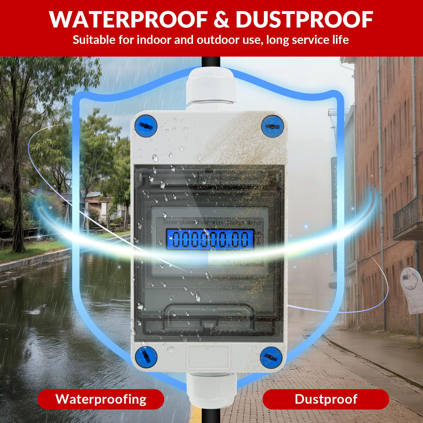 Mobiler Digitaler Stromzähler 32A 230V IP65 Wasserdicht, KWH Messgerät mit CEE-Stecker, LED-Anzeige & Reset-Taste für Wohnmobile, Elektrofahrzeuge, Haushalt & Outdoor