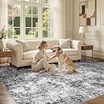 DMOYEST Zone Rug Salle de séjour Rugs - 8x10 Grand Soft Intérieur Neutre Modern Abstract Faible Pile Lavable Rug Tapis pour Chambre Salle à manger Farmhouse Home Office - gris