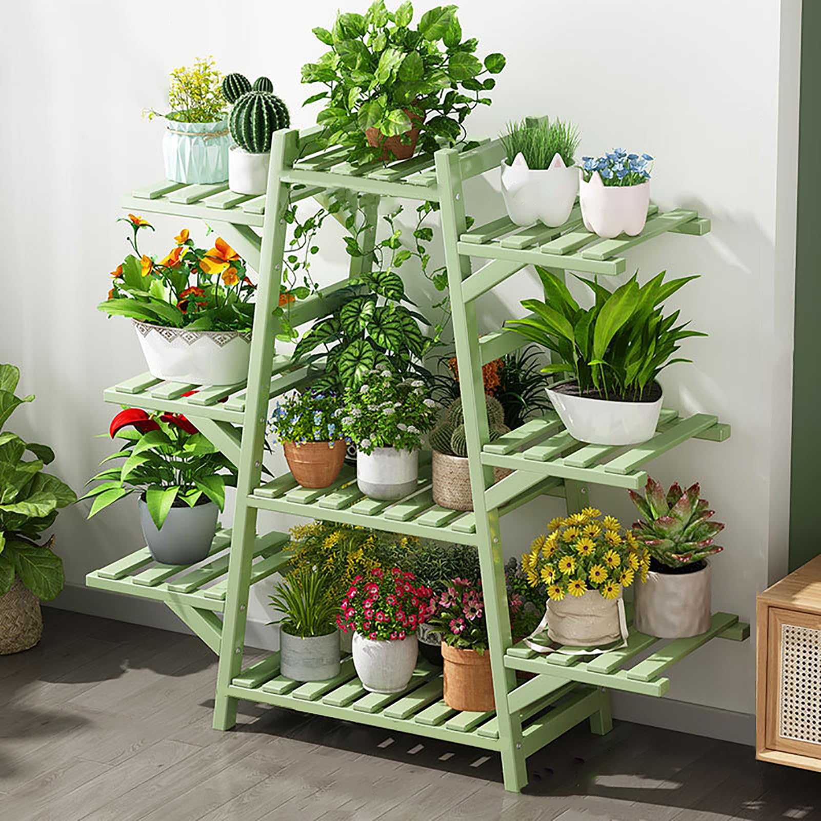 YUANCHUTOP 7-Tier Bamboo Plant Stand - Multi-Tiered Indoor & Outdoor Flower Ladder Shelf for Living Room, Balcony, Garden - Stylish Natural Decor for Plant Lovers