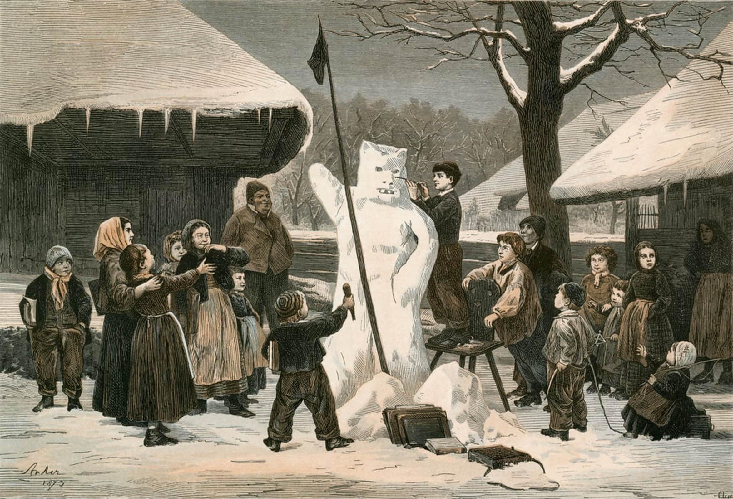 ARTXLXXBN Famous Art Print Poster Vintage Wall Art the Snow Bear-schoolboy Pastime Near Bern by Albert Anker Canvas Art Poster for Home Decor 60x90cm