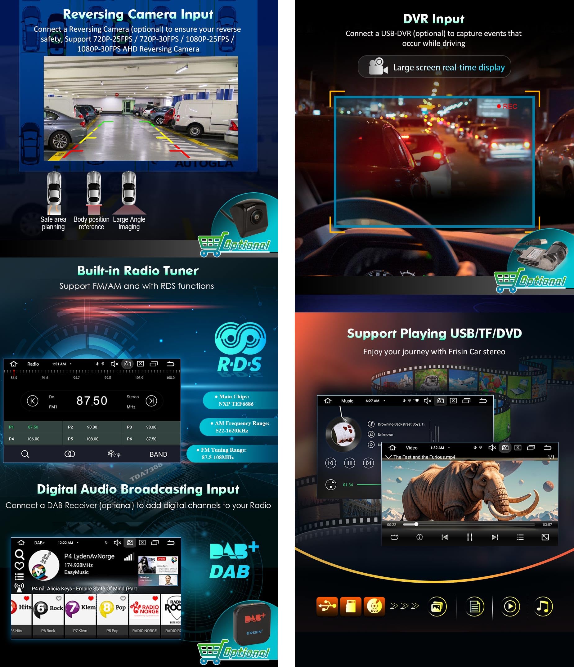 Autoradio Android 14 Per Fiat 500L - 7 Pollici, 4GB+64GB, CarPlay, GPS, DAB+, Bluetooth - Foto 3