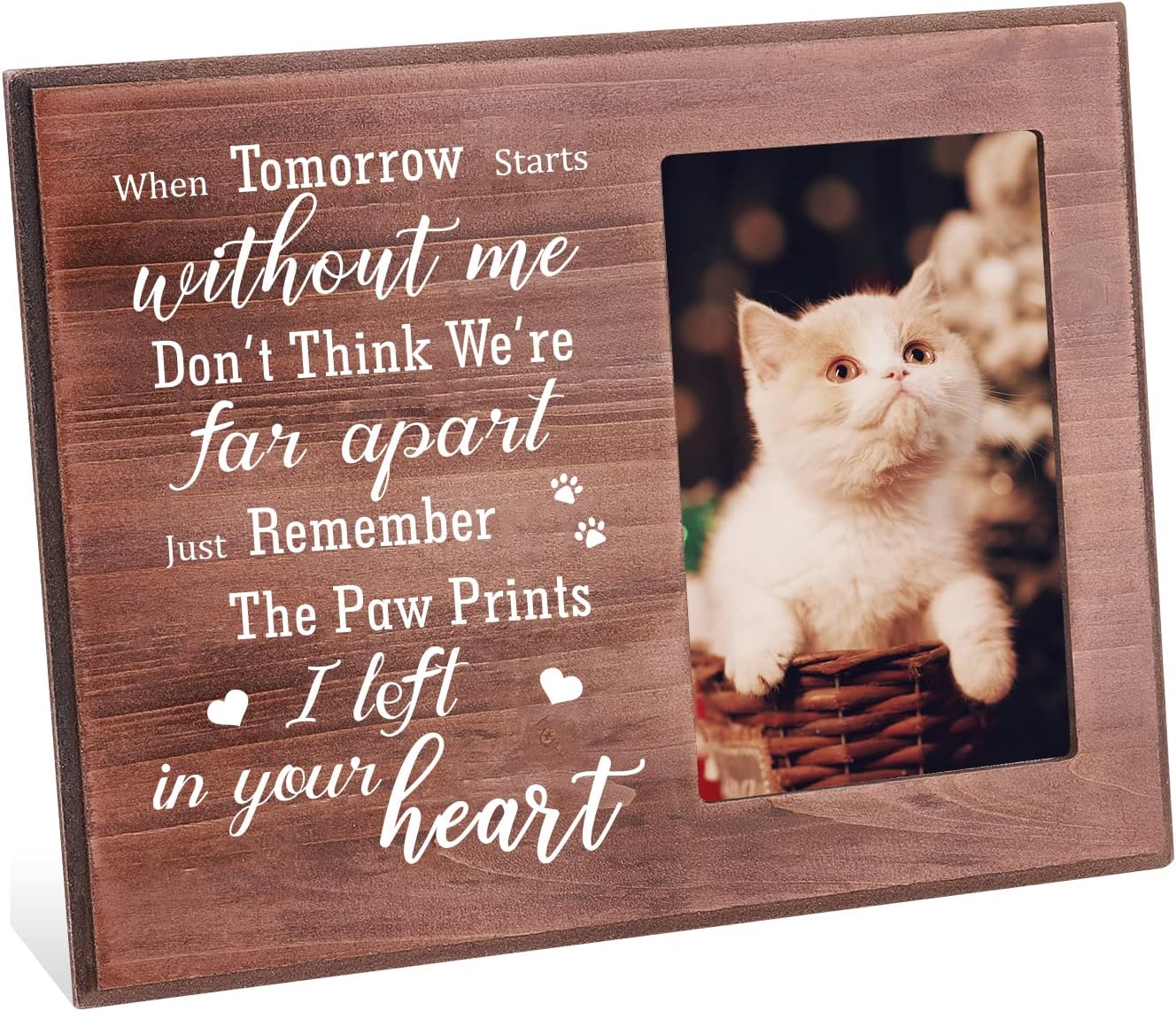 FINGERINSPIRE 4x6 Inch Picture Frame Pet Memorial Picture Frame with Paw Prints Saddle Brown Wood Photo Frame Rectangle Frame with Just Remember The Paw Prints I Left In Your Heart Words