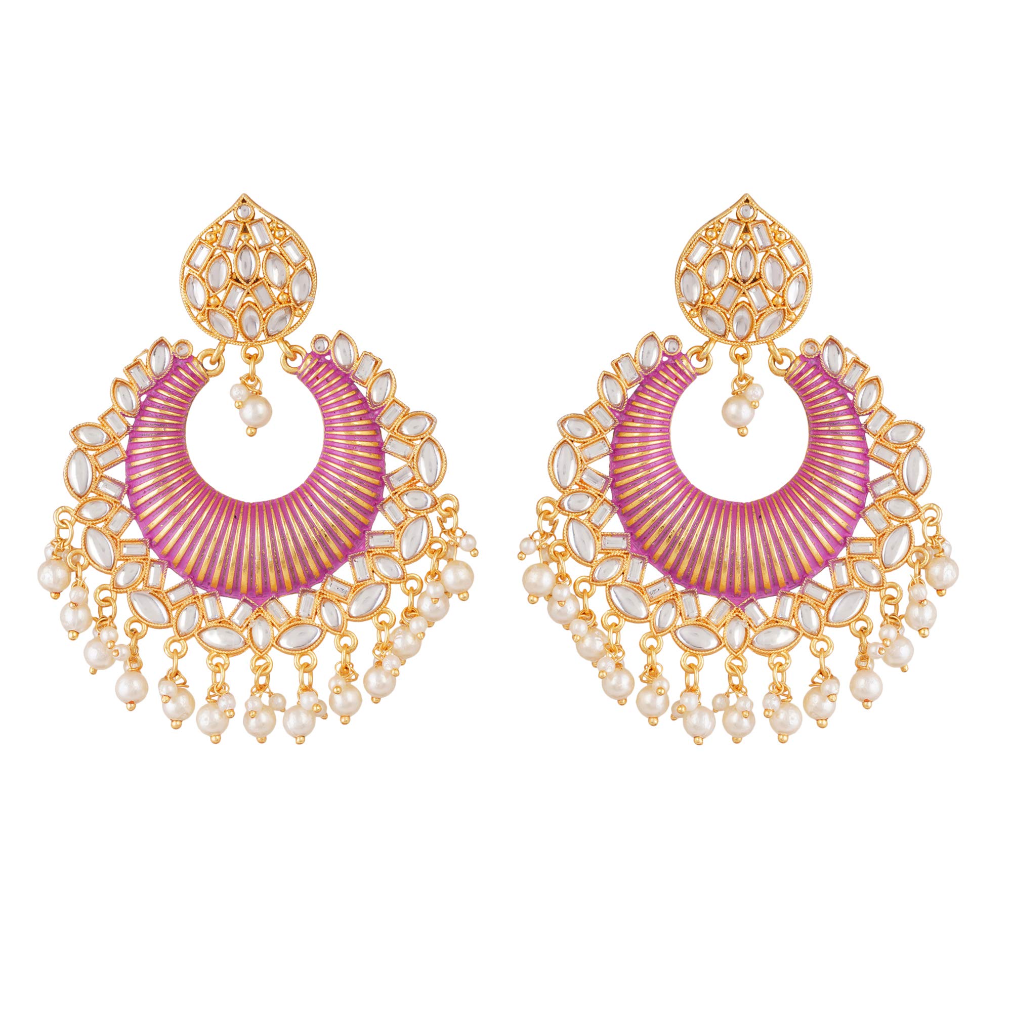 Shreyadzines Exclusive Carftmanship Work Meenakari Handcrafted Stylish Pearl Gold Plated Kundan Designer Meenakari Traditional Jhumka/Jhumki Chandbali Earrings for Women and Girls (Pink) (B08XNYJ5RP) Amazon Price History, Amazon Price Tracker