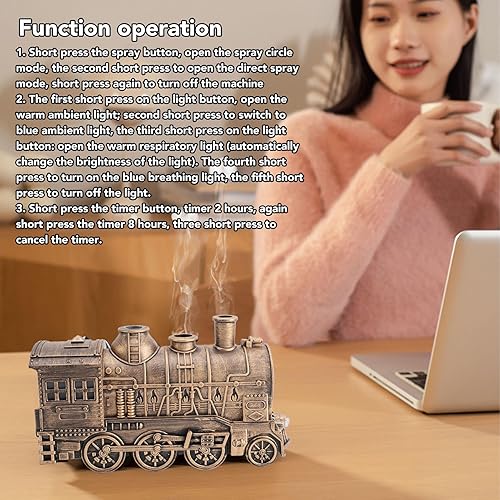 Miniatura 4 de Gonetre Christmas Train Diffuser Locomotive Train Essential Oil Diffuser Humidifier Cool Mist Diffuser with Dual Outlets 300ml Capacity for Bedroom