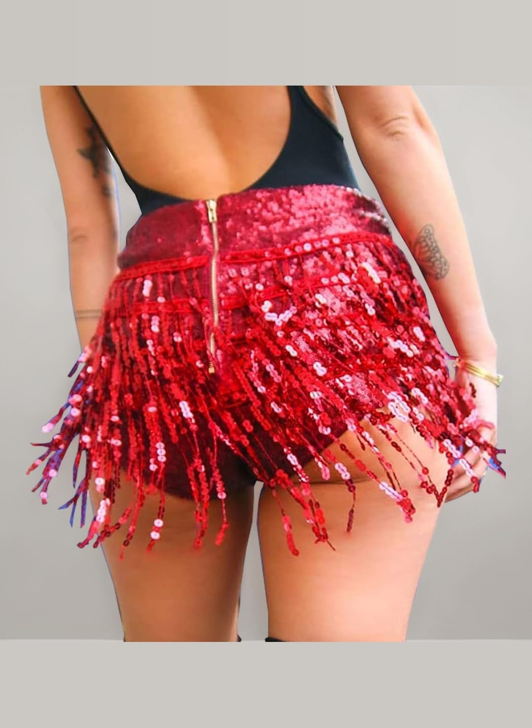 Women's Sequins Tassel Skirts Shorts Booty Dance Festival Bottoms