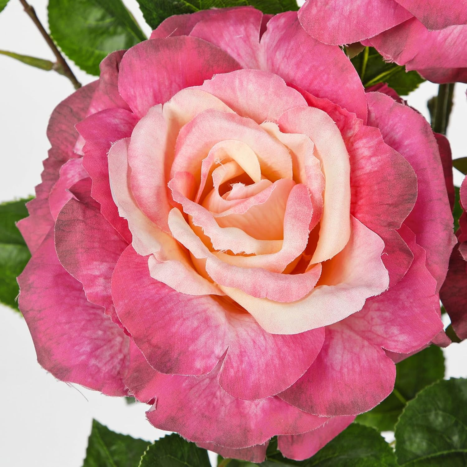 Hollyone 3Pcs Pink Roses Artificial Flowers Bouquets 26.3" Fake Flower Arrangements Silk Flowers Rose with Long Stem Floral Branch Faux Roses Flowers DIY Wedding Party Table Centerpieces Home Decor - Image 3