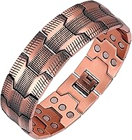 Feraco Men's 99.99% Pure Copper Magnetic Bracelet - 3X Strength Magnets, Adjustable Fit, Hypoallergenic Therapy for Pain Relief