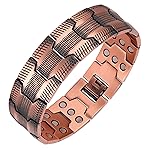 Feraco 3X Strength Copper Bracelets for Men Magnetic Bracelet with 3 Row Neodymium Magnets Adjustable Length, Pure Copper Jewelry Gifts for Men (Copper, Tyre Graphics)