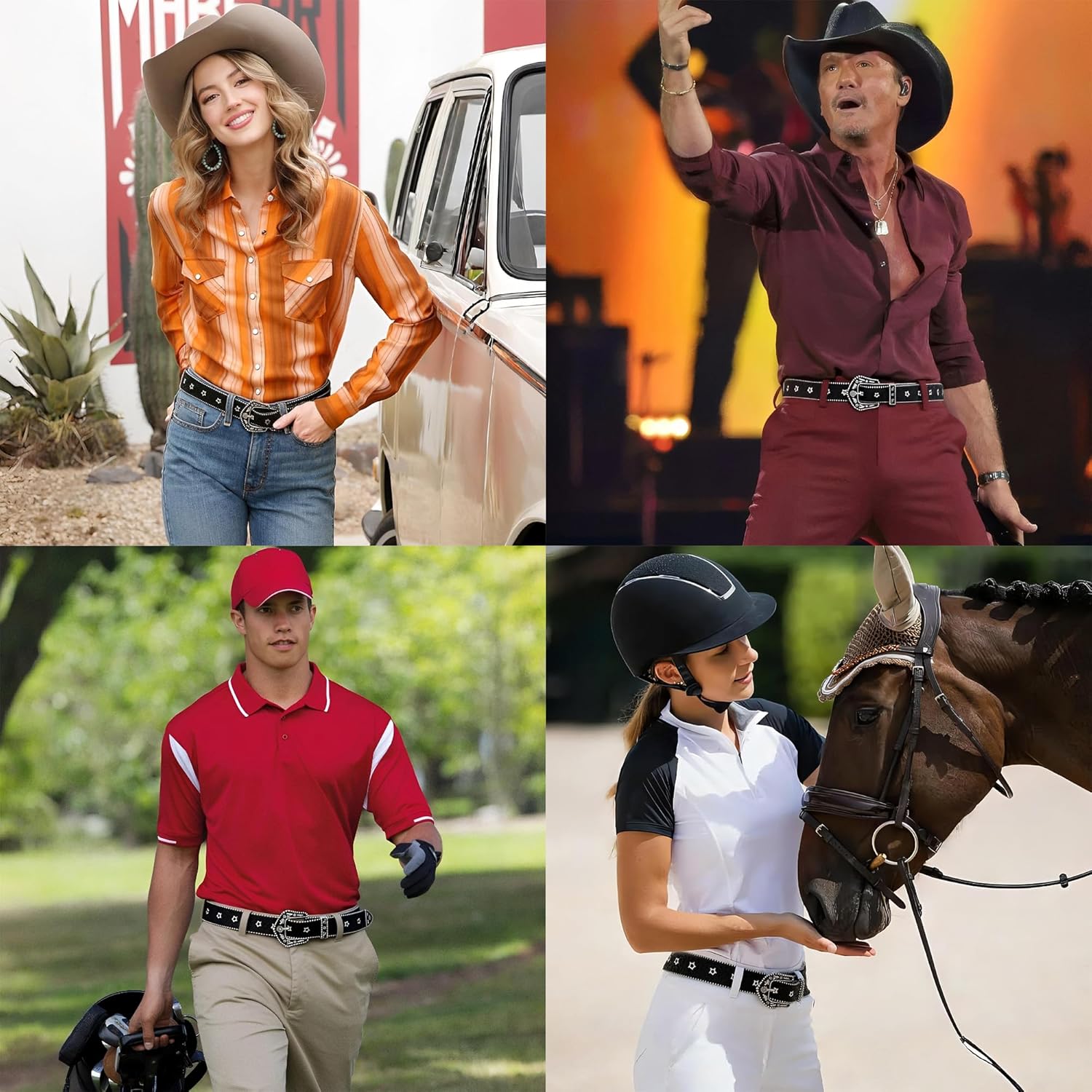 CHIC DIARY Rhinestone Western Belts for Women Black Diamond Bling Belt Cowgirl Cowboy Waist Belt for Jeans Dresses - Image 3