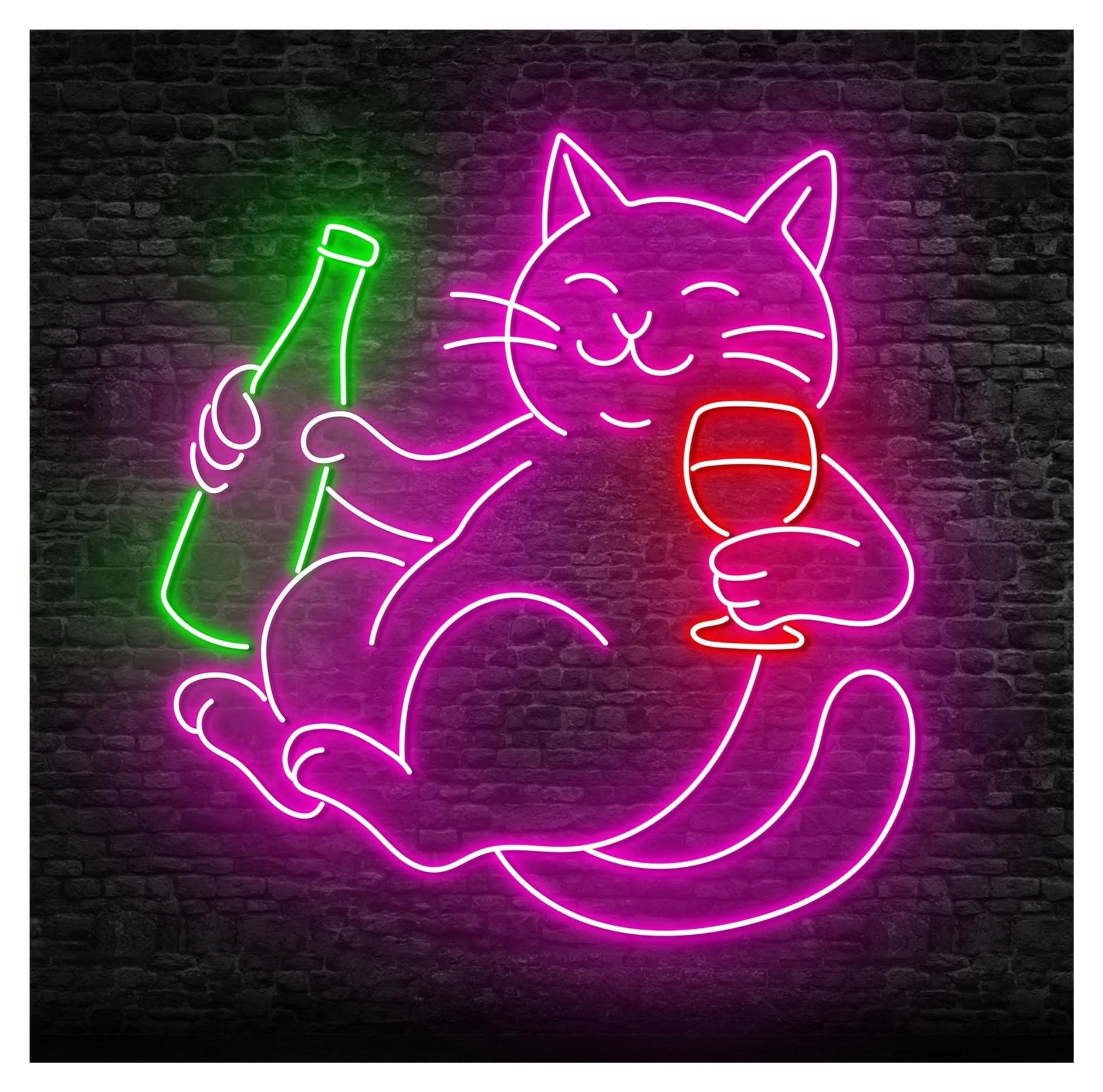 RONGCH Hanging Art Neon Signs Cat Neon Sign for Pet Lovers for Gameroom Bedroom Bar Livingroom Birthday Party Wall Decoration 50cm