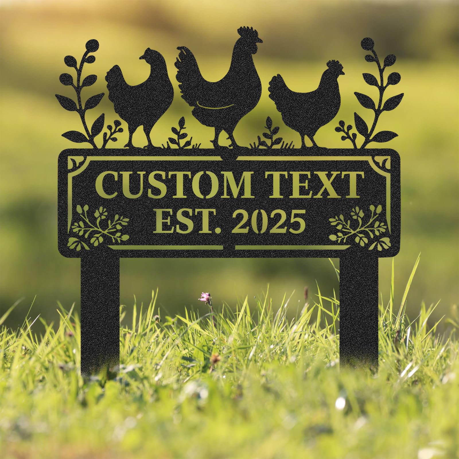 Personalized Metal Chicken Coop Sign, Custom Name Chicken Coop Signs for Outside, Decorative Garden Stakes, Metal Yard Art, Backyard Farmhouse Decor, Chicken Gifts for Women Man Color02