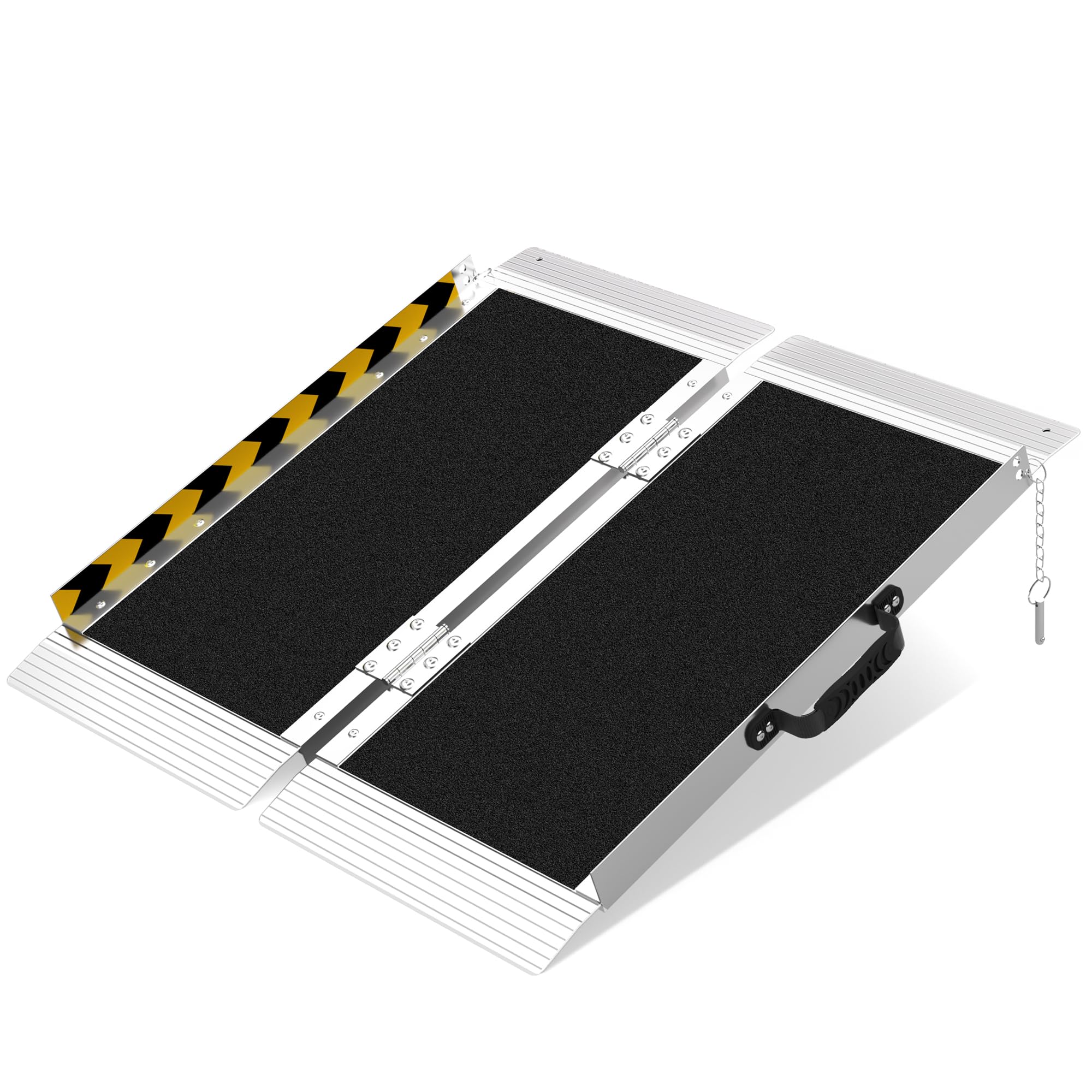 Rampa plegable portátil de aluminio para silla de ruedas, 24 x 29 x 2 pulgadas, capacidad de 600 libras, con almohadillas de tracción de goma y bisagras de acero inoxidable