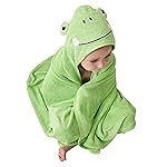 HIPHOP PANDA Hooded Towel - Rayon Made from Bamboo, Bath Towel with Bear Ears for Newborn, Babie, Toddler, Infant - Absorbent Large Baby Towel - Frog, 30 x 30 Inch