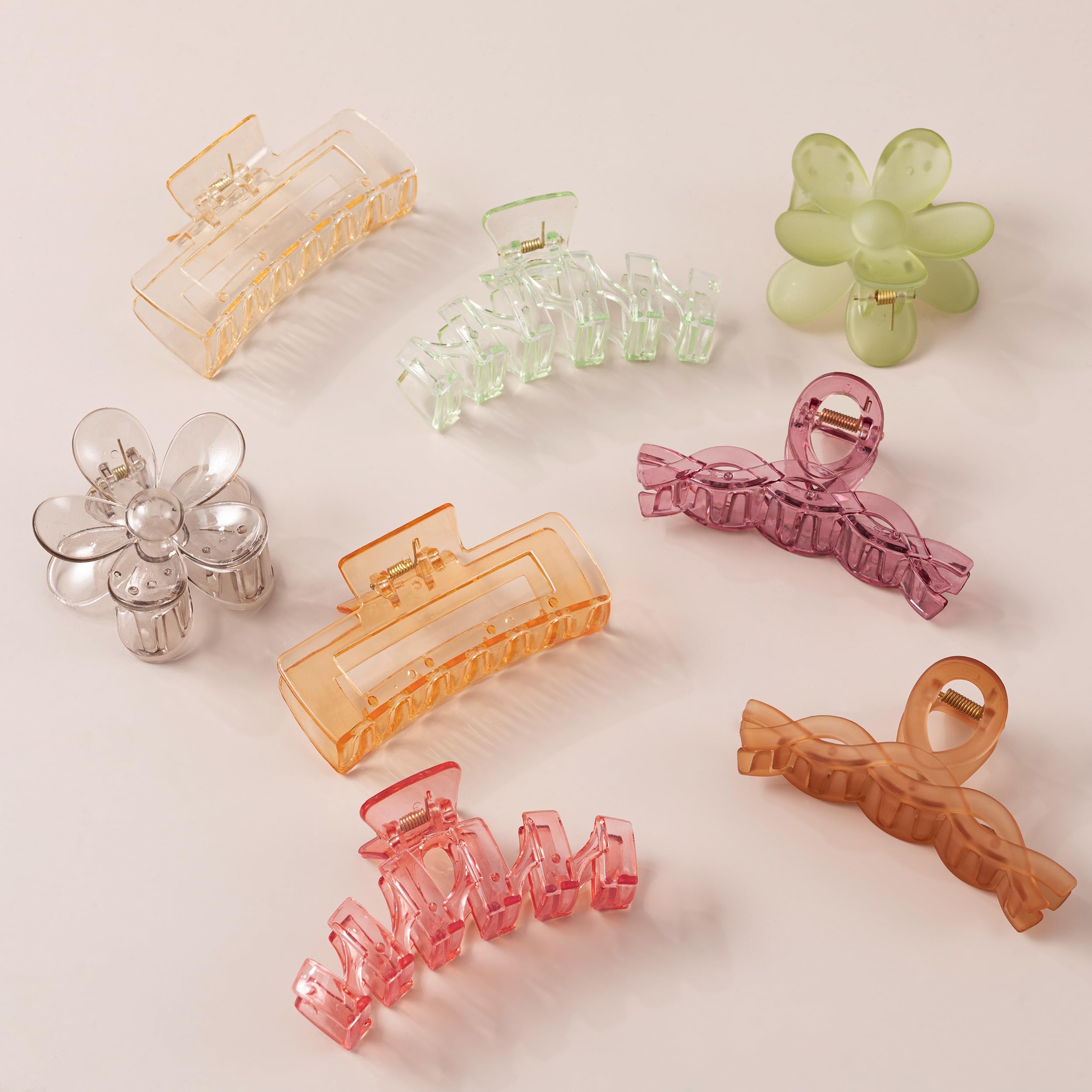 8PCS Hair Clips for Women, Flower Claw Clips for Thick Hair, Non-Slip Hair Accessories with Multi-Styles, Colorful Hair Claw Clips and Variety Pack,