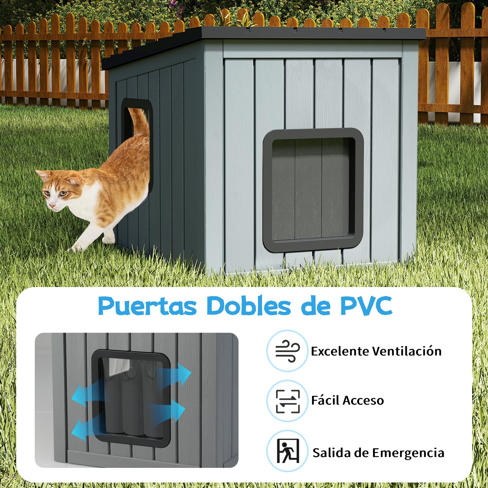 GOPLUS Caseta para Gatos de Plástico con Techo Inclinado