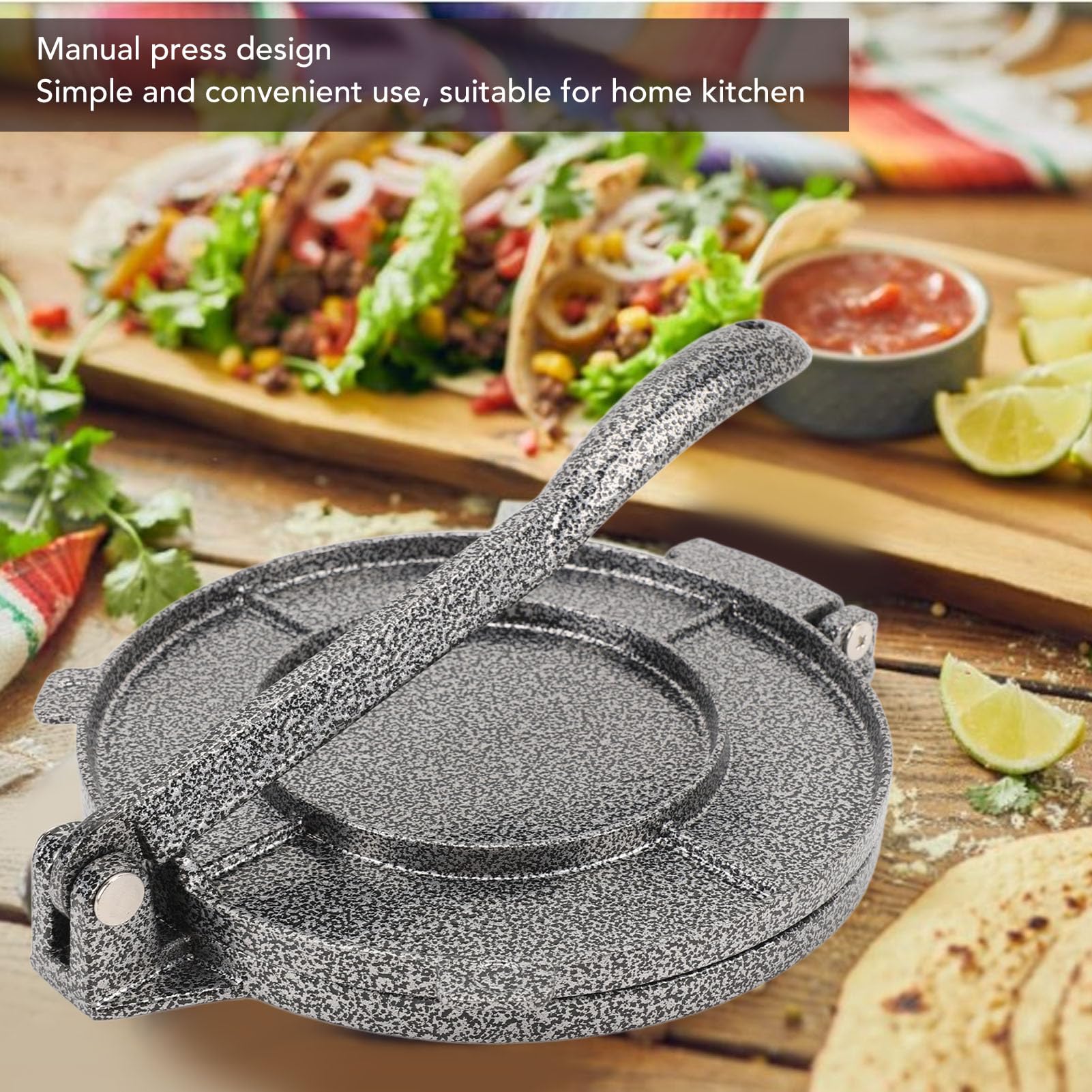 Aluminum Alloy Tortilla Press 7.9x6.3in, Flour Tortilla Press with Comfortable Handle, Heavy Duty Tortilla Maker Press for Corn Tortillas, Tacos, Pancakes, for Easy Grip