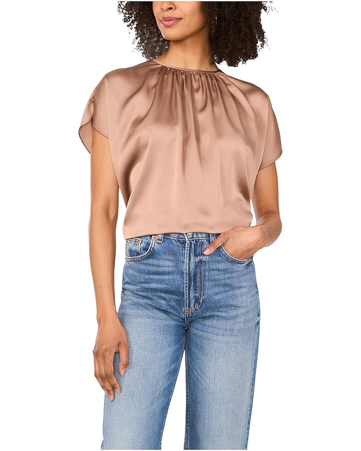 Vince Camuto Crewneck Shirring Short Sleeve - Main View