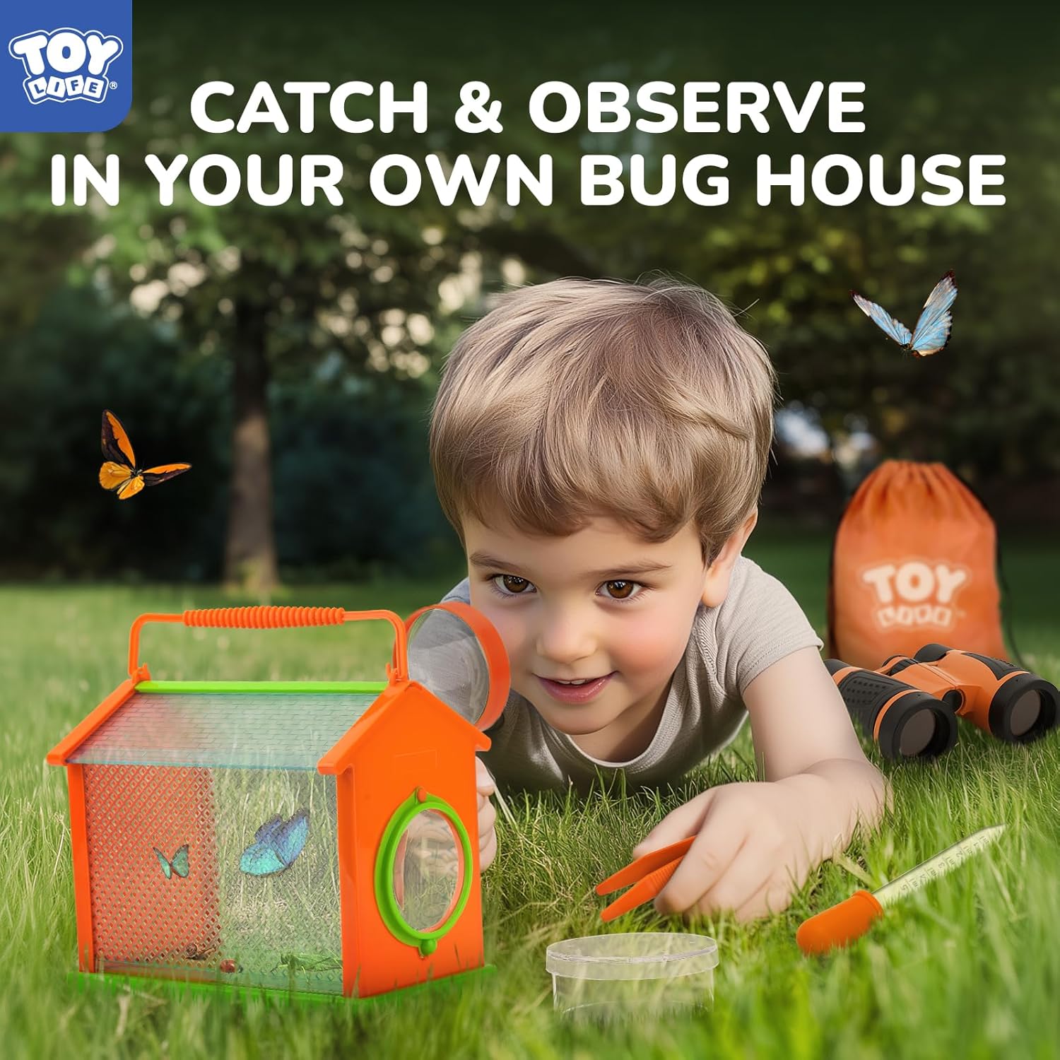 TOY Life Bug Catcher for Kids, Bug Catching Kit Kids Explorer Kit with Butterfly Net, Catching Tool, Tweezers, Magnifying Glass, Binoculars, Insect Catcher, Educational Outdoor Toys Kid Adventure Set - Image 4