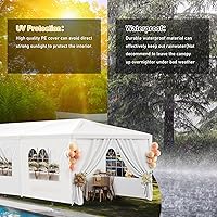 Vista 2 de Tienda de campaña para fiestas al aire libre, 10 x 30 pies, carpas blancas para fiestas, toldo resistente, refugio de cenador con 8 paredes