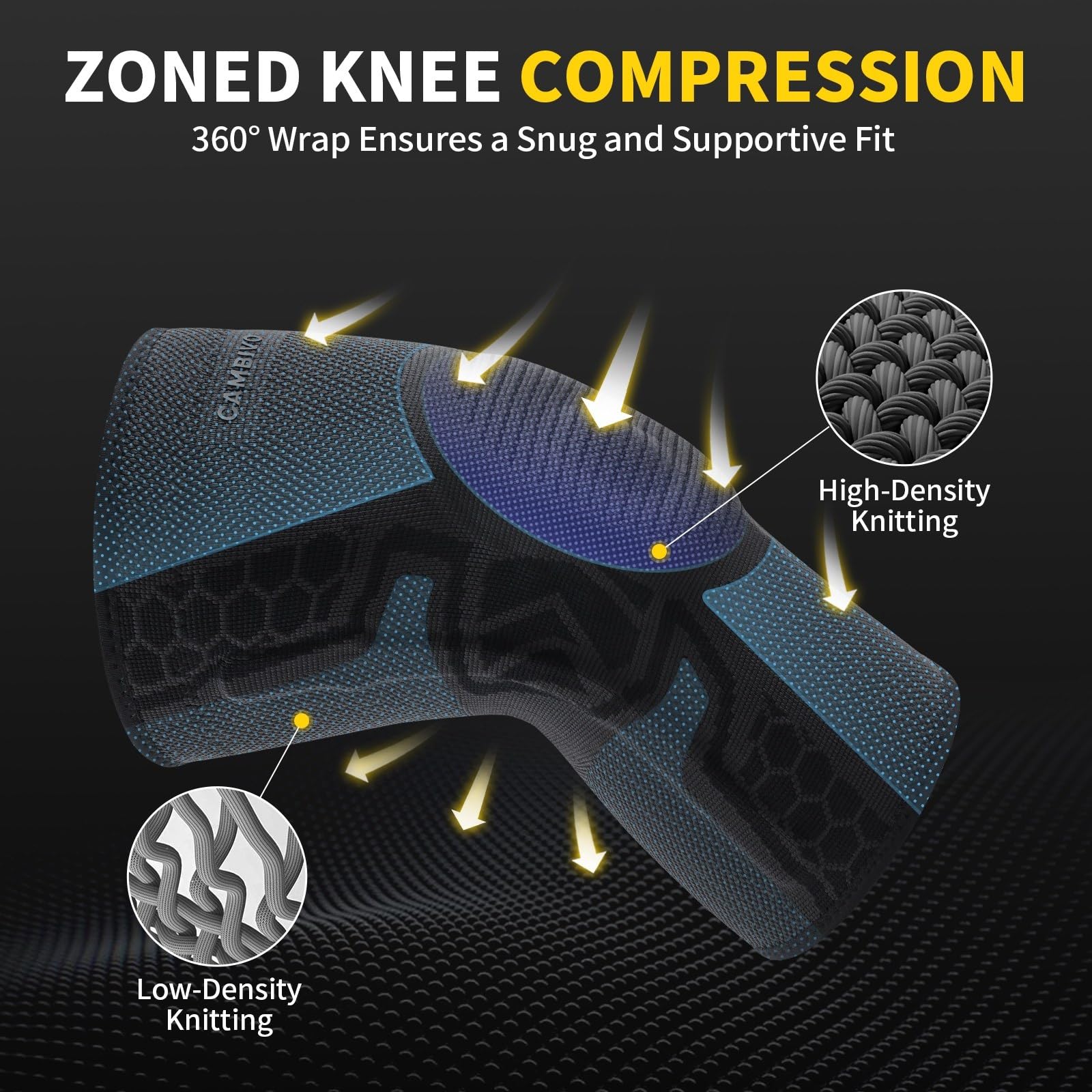 CAMBIVO Kniebandage Männer Damen 2 Stück, Komprimierte Kniebandage mit Patella Gel Pads & Feder Seitenstabilisatoren, Kniebandage Arthrose für Laufen, Meniskusriss, Arthritis, Gelenkschmerzlinderung