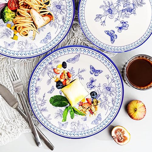 Miniatura 4 de HSPAIDYP Juego de 50 platos florales de papel azul y blanco, platos florales de 9 pulgadas, platos florales de 7 pulgadas, platos florales azules y