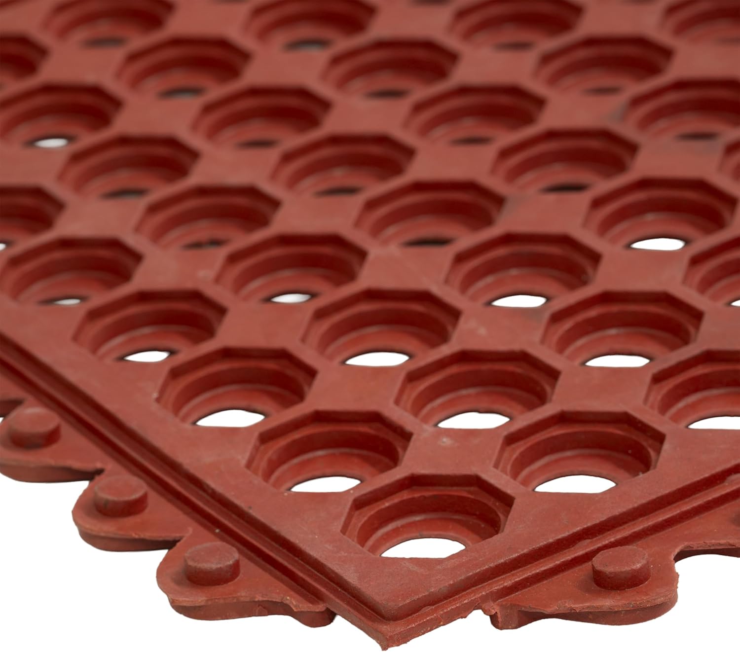 Winco Interlocking Floor Mat, 3-Feet by 3-Feet by ½-Inch, Grease-Resistant Red