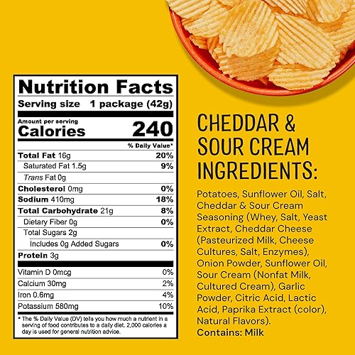 Miniatura 2 de The Good Crisp Company, Cheddar Sour Cream Crinkle Cut Patatas fritas, bolsas de 1.5 onzas, paquete de 15
