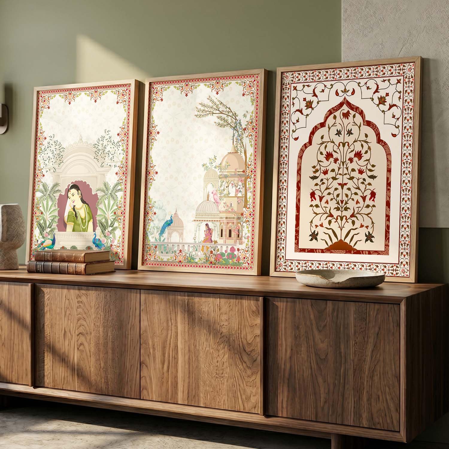 Bohemian Floral Wall Art Set - 3 Prints with Frame -26