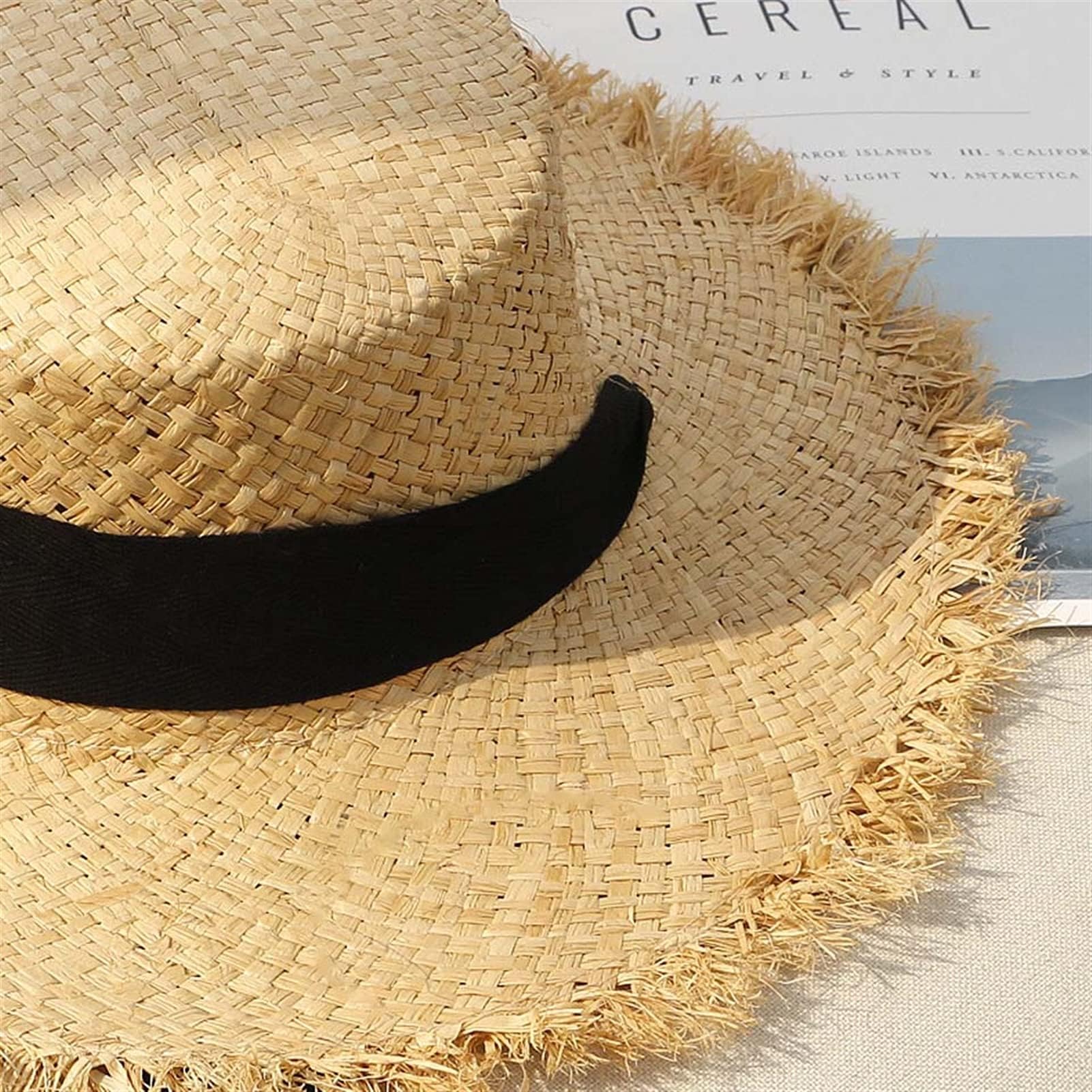 Niña Sombrero de Sol Sombrero de paja de correa de encaje de mujer con cinta de arco tapa de verano visera vacaciones al aire libre vacaciones plana top playa protección sol Verano Sombrero