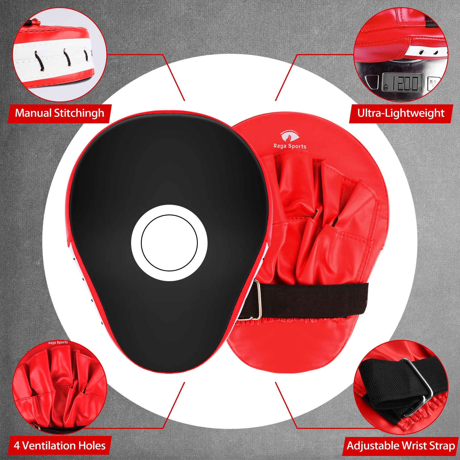 Almohadillas de Enfoque de Boxeo, Manoplas Curvadas para Sparring, Kick Boxing, Artes Marciales