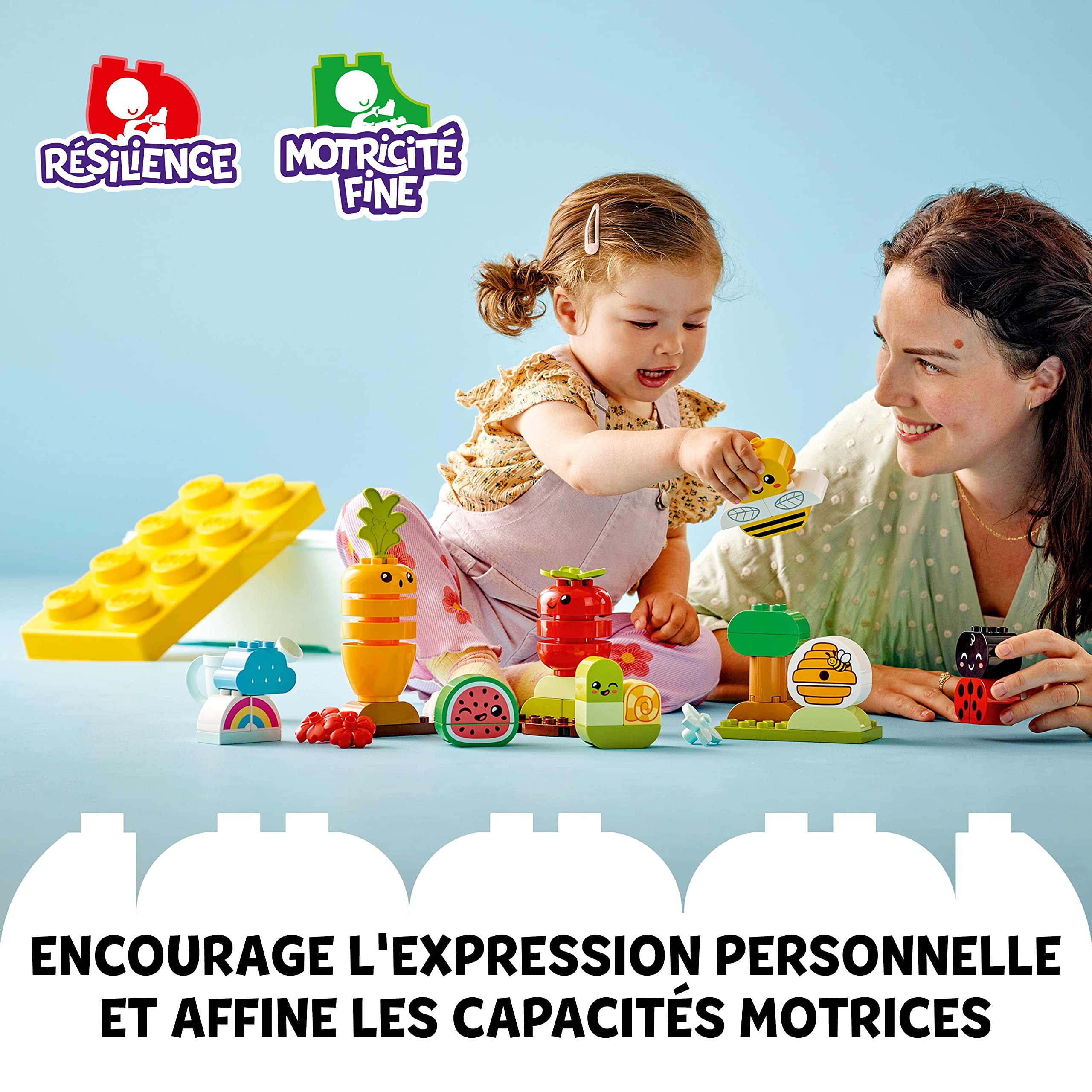 LEGO 10984 Duplo My First Le Jardin Bio, Jouets à Empiler pour Bébés et Enfants Dès 1,5 an, Jeu Éducatif avec Coccinelle, Bourdon, Fruits et Légumes