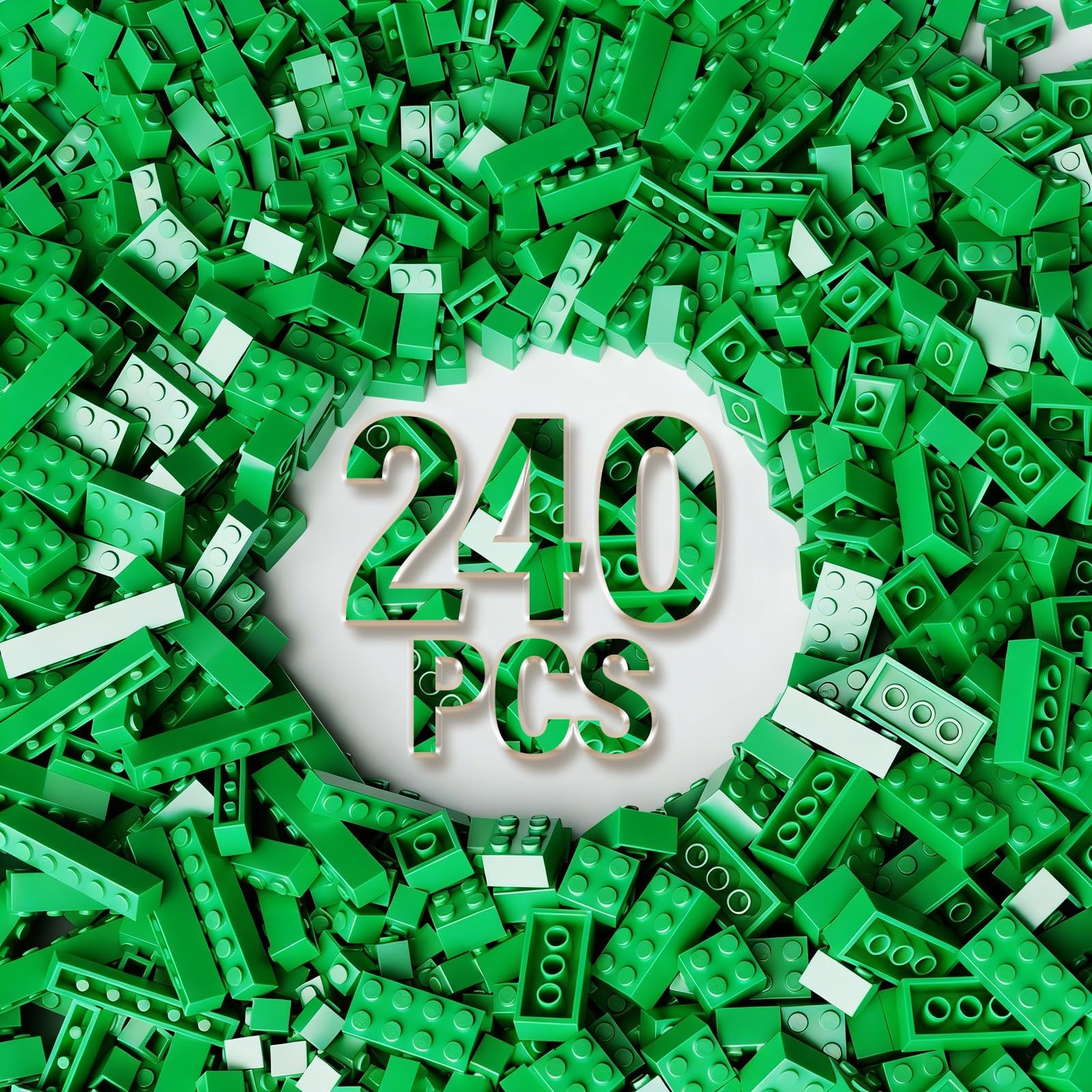 Bulk Building Bricks, Compatible with Lego and All Brands, 8 Sizes and A Variety of Colors to Mix and Match，Random Color (120, Green)