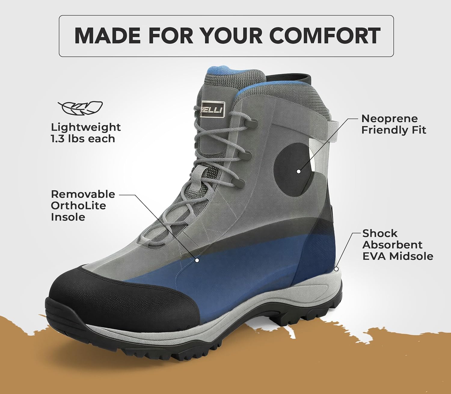 Foxelli Wading Boots – Lightweight Fly Fishing Boots for Men, Rubber Sole Wading Shoes - Image 5