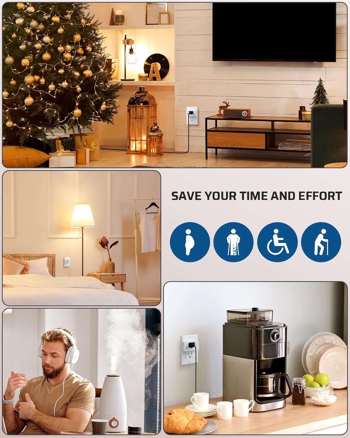 DEWENWILS Wireless Remote Control Outlet, Programmable and Expandable Electrical Outlet Switch, 125V/15A/1875W Wireless Remote Light Switch, FCC Listed, 2 Remote and 5 Outlets