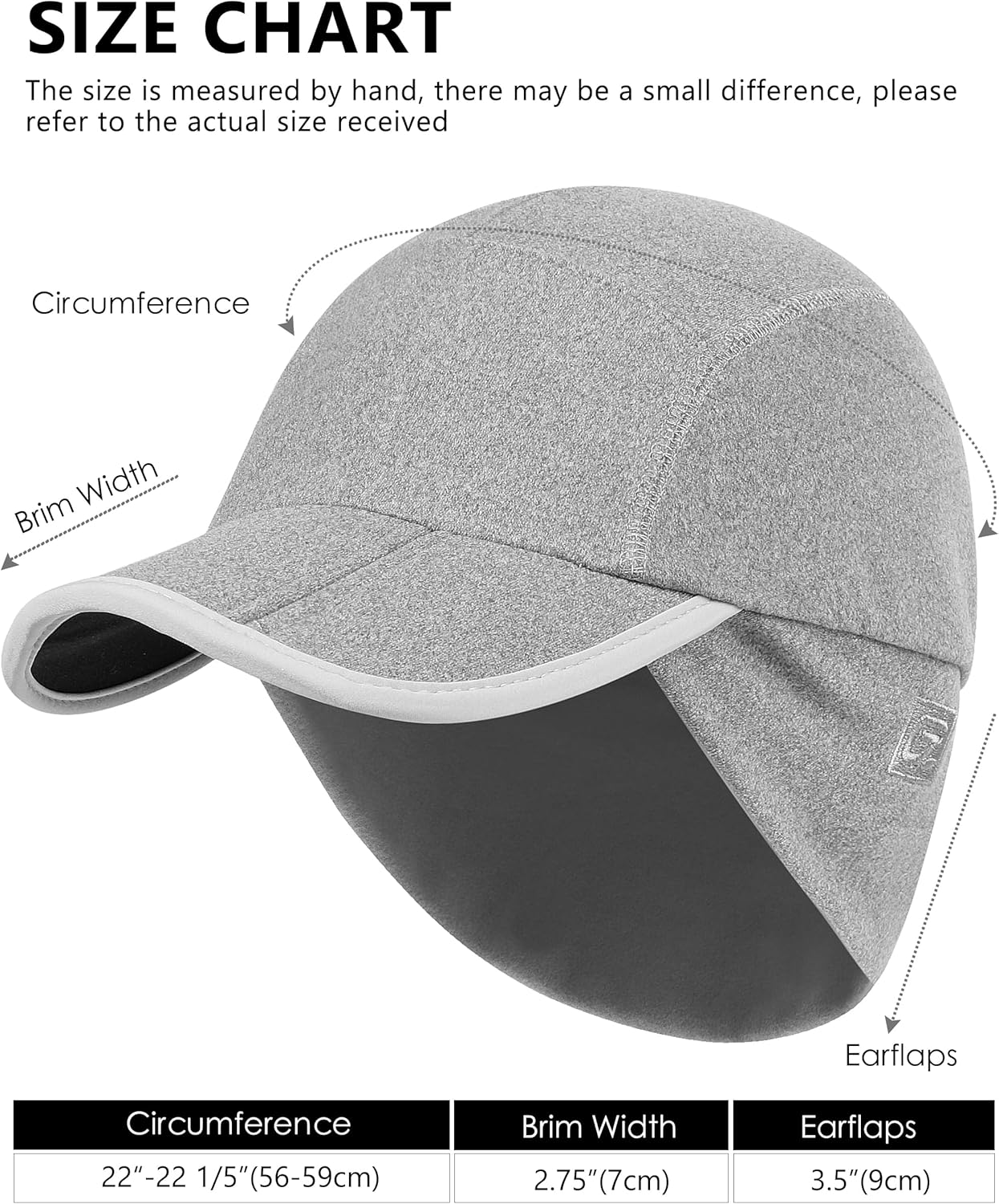 GADIEMKENSD Fleece Ball Cap with Drop Down Ear Warmer, Foldable Brim, Reflective Winter Run Hat Unisex - Image 6