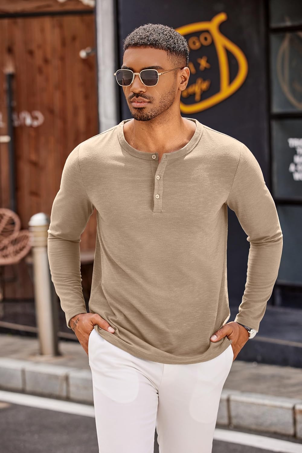 COOFANDY Men's Henley Shirts Long Sleeve Casual Pullover T-Shirt Fashion Basic Button Shirts - Image 2