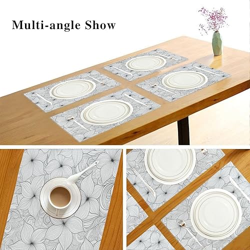 Miniatura 6 de Manteles individuales extra grandes con patrón geométrico plano personalizado para mesa de comedor, manteles individuales acolchados reversibles,