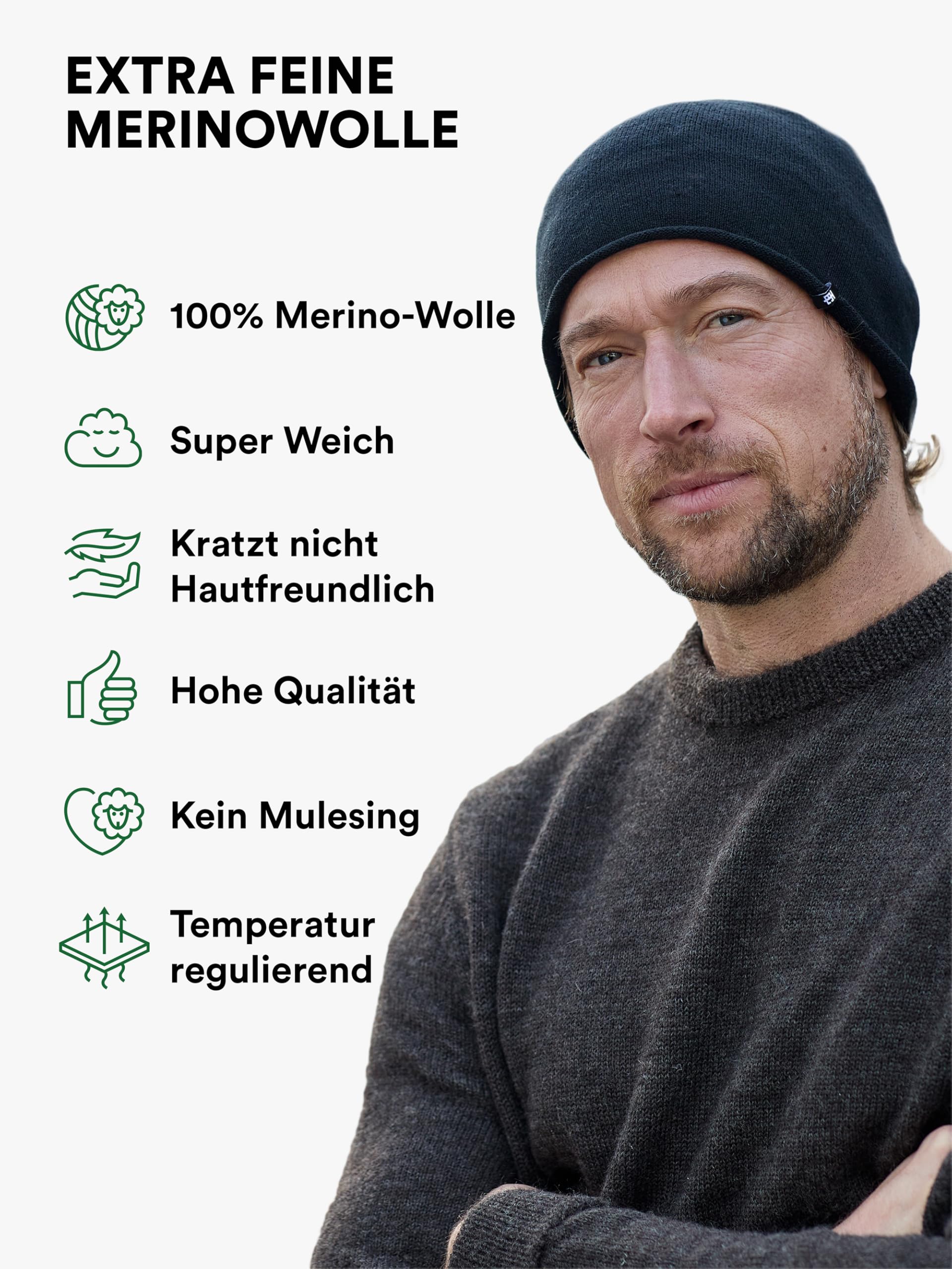 Enter the Complex® Lekka czapka z merynosów, jednowarstwowa dzianina Slouch Beanie, 100% wełna z merynosów, dla kobiet i mężczyzn, inne kolory, brązowy, Rozmiar uniwersalny