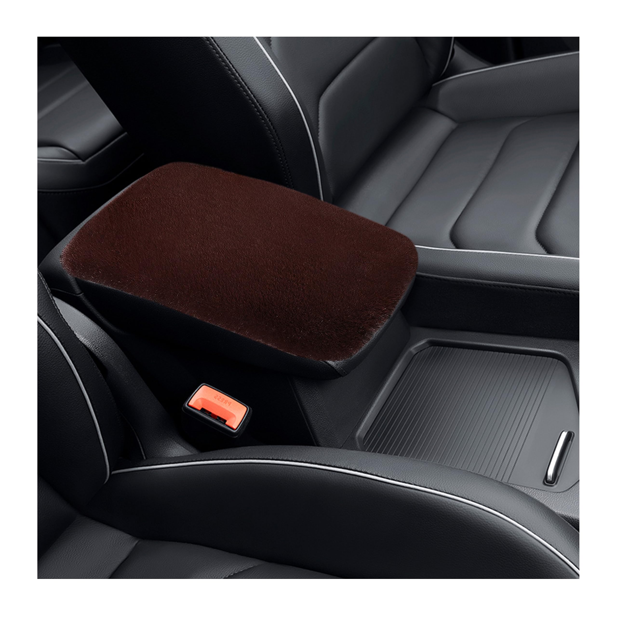 Augeny Fluffy Car Armrest Cover, Soft Short Plush Auto Center Console Cover Pad Warm in Winter, Furry Armrest Seat Box Protector, Universal Vehicle Decor Accessories for Women Men (Coffee)