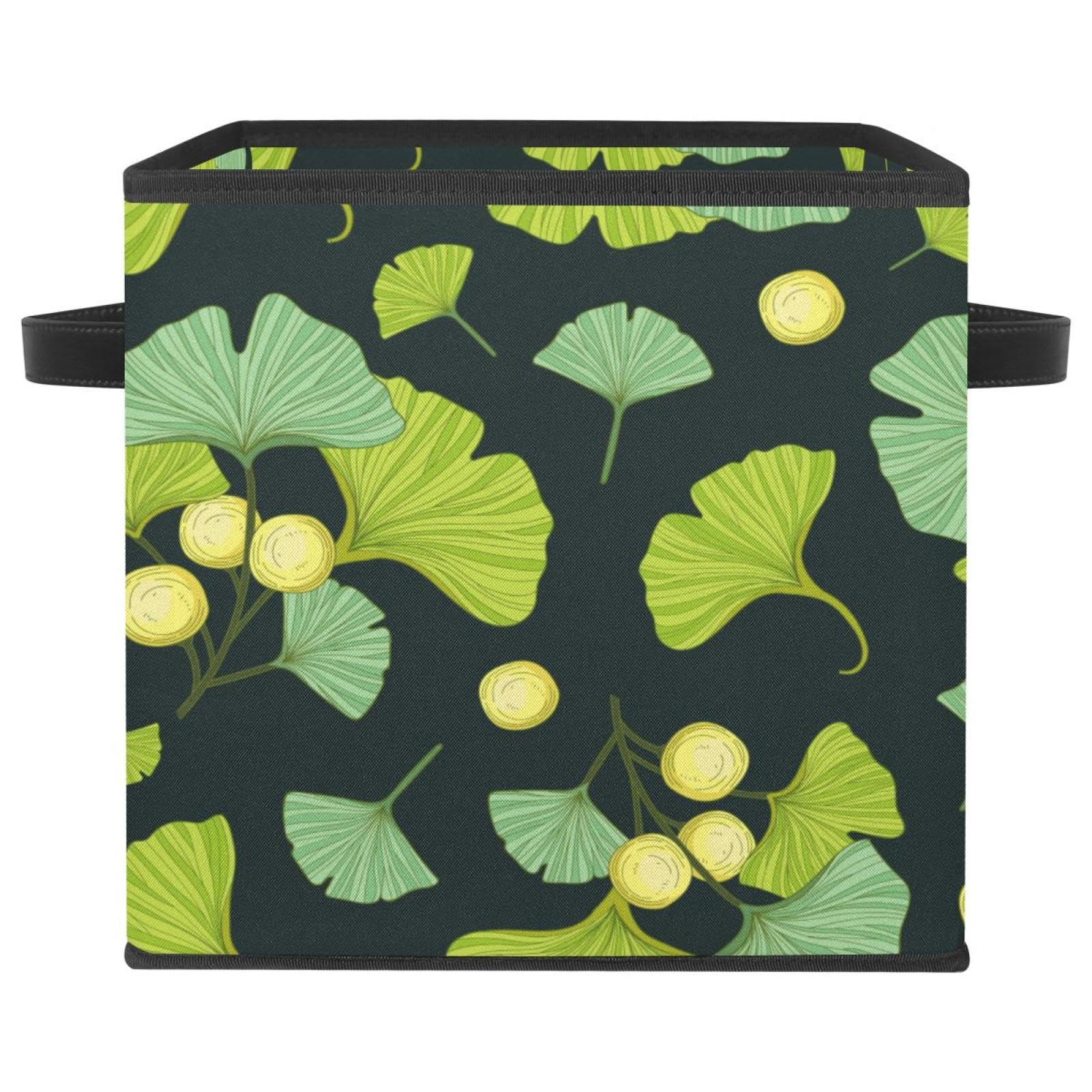 Boîte de rangement pliable Ginkgo Biloba en tissu cube pour placard et chambre