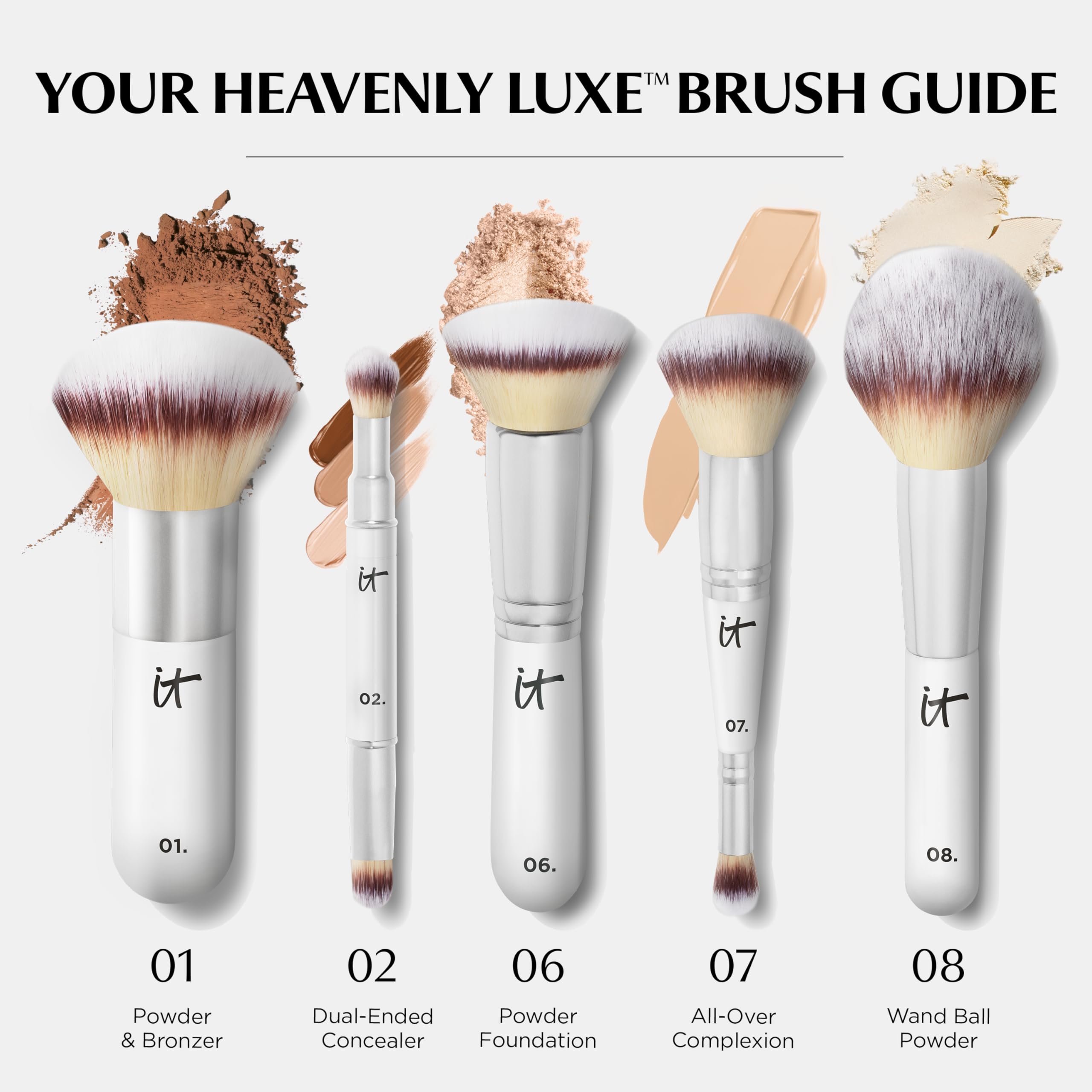 IT Cosmetics Heavenly Luxe Complexion Perfection Brush #7 - Dual-Ended Premium Makeup Brush for Foundation Concealer & Contour, Ultra-Soft Synthetic Fibers, Airbrush Finish, Pro-Hygienic, Cruelty-free