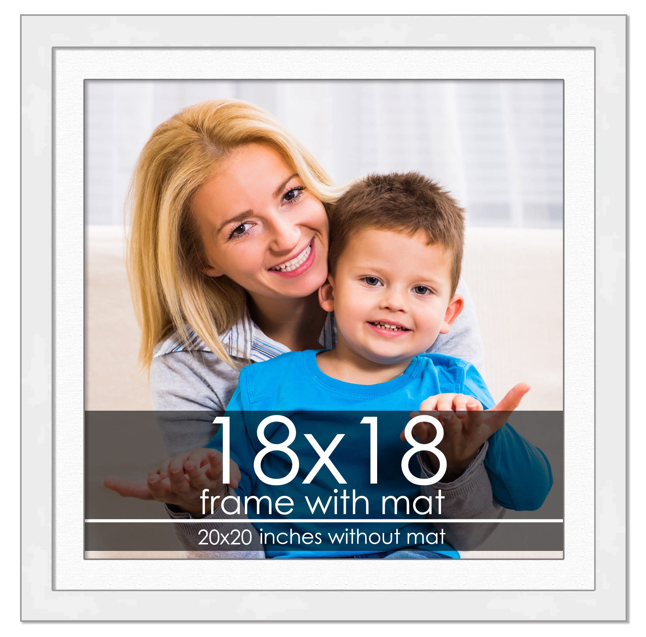 Amazon.com - 18x18 Frame with Mat - White 20x20 Frame Wood Made to