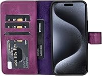 Vista 37 de HARDISTON Funda de piel auténtica de alta calidad hecha a mano para iPhone XR, tarjetero doble, funda magnética desmontable, función atril Marrón