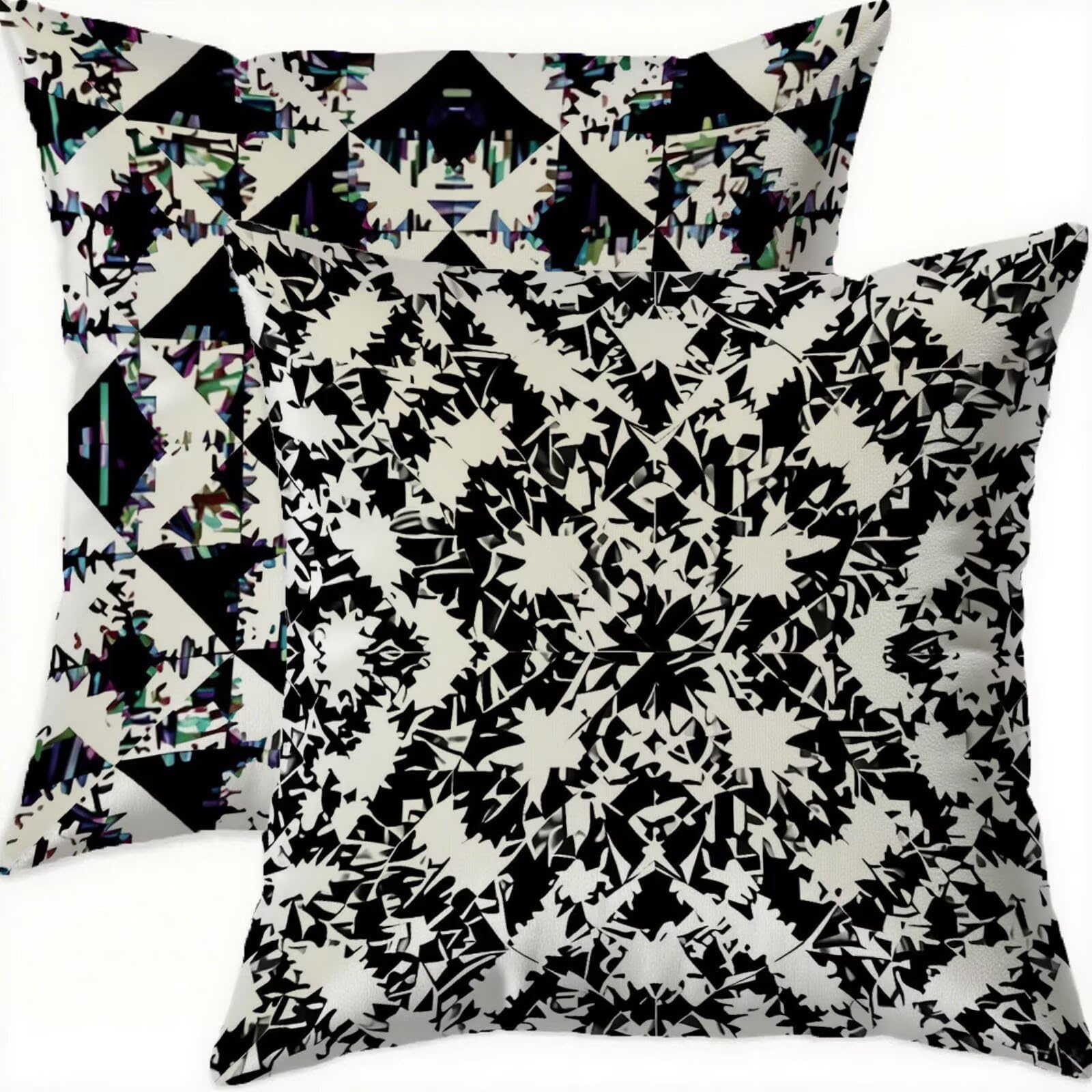Housse coussin 70x70cm motif géométrique noir pour grand canapé de salon moderne