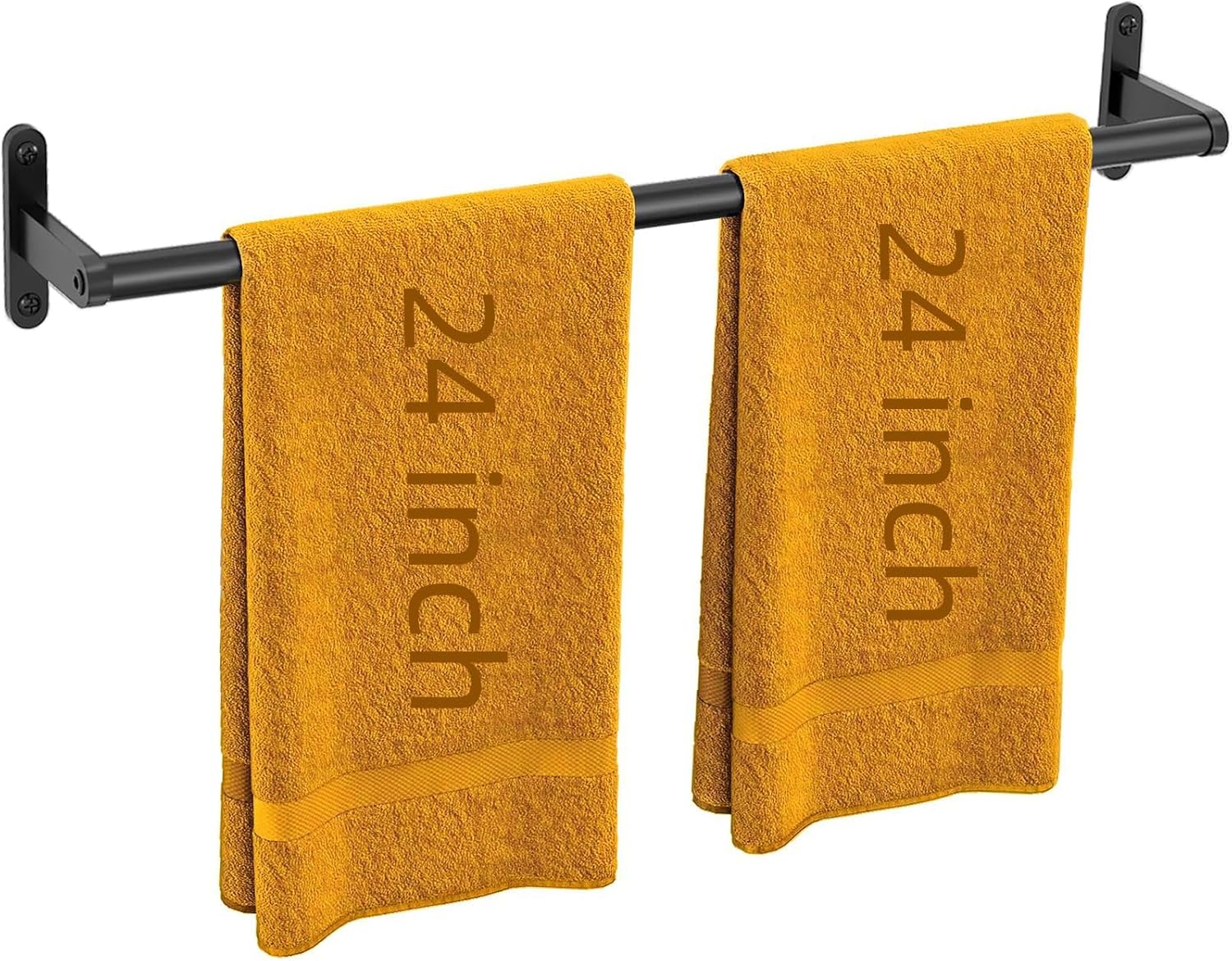 Towel Bar for Bathroom Wall, 24 Inch Towel Racks for Bathroom Stainless Steel, Heavy Duty Bathroom Hand Towel Holder Organizer, Single Bath Towel Bar Wall Mounted, Matte Black (24 Inch Black) Thumbnail