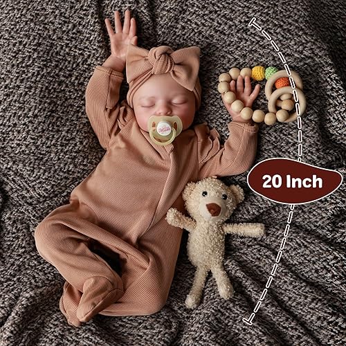 Miniatura 7 de ADFO Real Life Reborn Baby Dolls Girl 20 Inches Realistic Baby Doll Soft Vinyl Sleeping Newborn Baby Dolls with Feeding Accessories for Kids Ages 3+