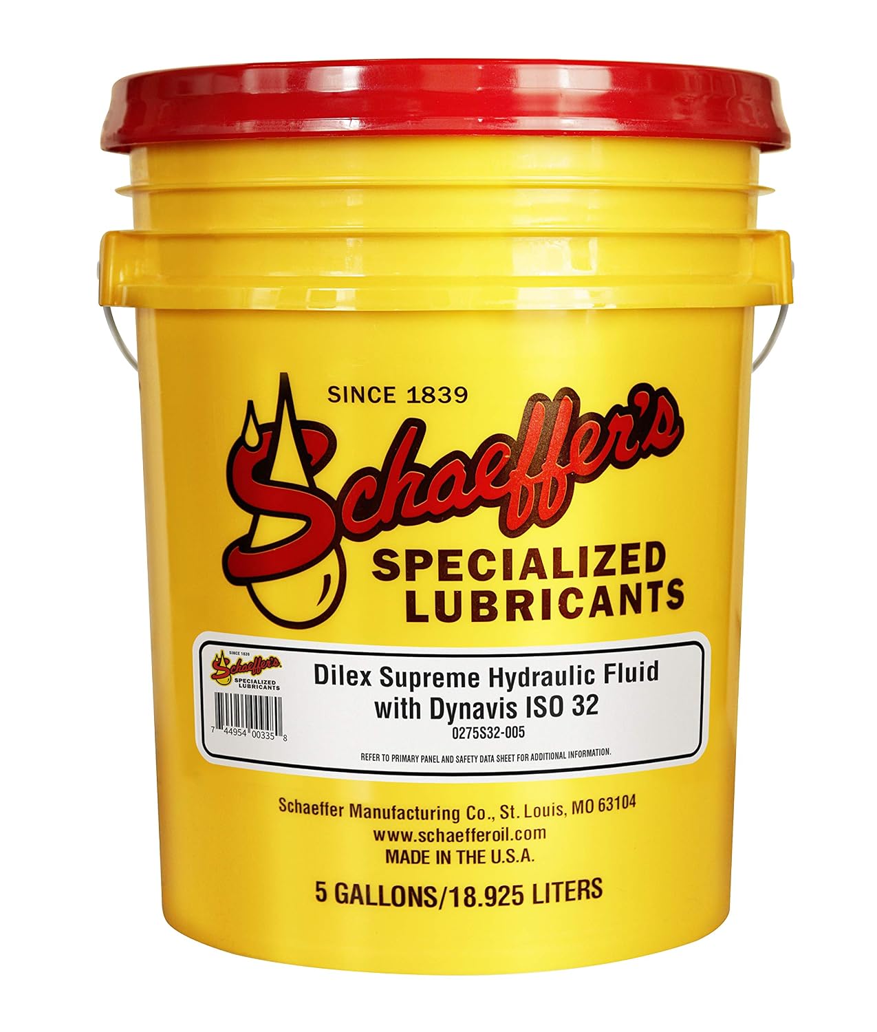 Schaeffer Manufacturing Co. 0275S32-005 Dilex Supreme Hydraulic Fluid with Dynavis ISO 32, 5-Gal Pail