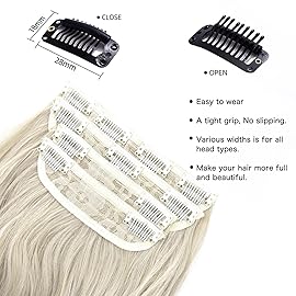 Blonde Clip in Hair Extensions, 4Pcs Long Synthetic Hair Extension Clip ins, Curly Hair Extensions Clips in Human Hair (Color: Light Blonde Mix Bleach Blonde)