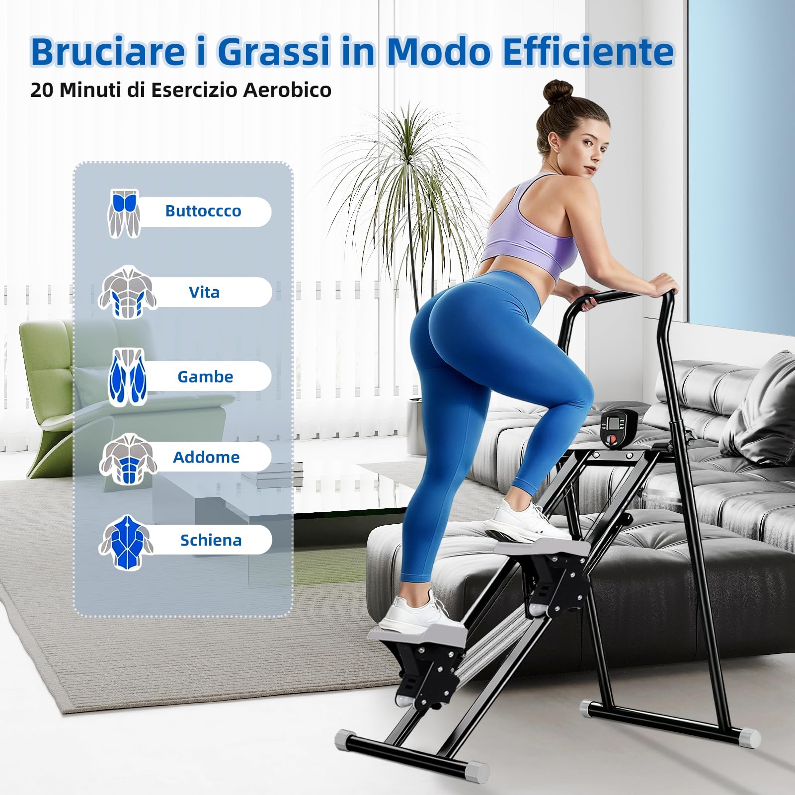 Stepper Fitness con Resistenza Regolabile a 3 livelli, Stair Stepper Vertical Climber, Pedale Portatile Pieghevole con Display LCD per la Palestra di Casa