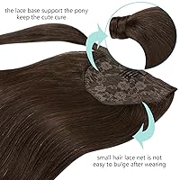 Vista 5 de Extensión de cola de caballo de cabello humano marrón oscuro, extensiones de cola de caballo larga sedosa recta #2A color marrón claro, 22 pulgadas